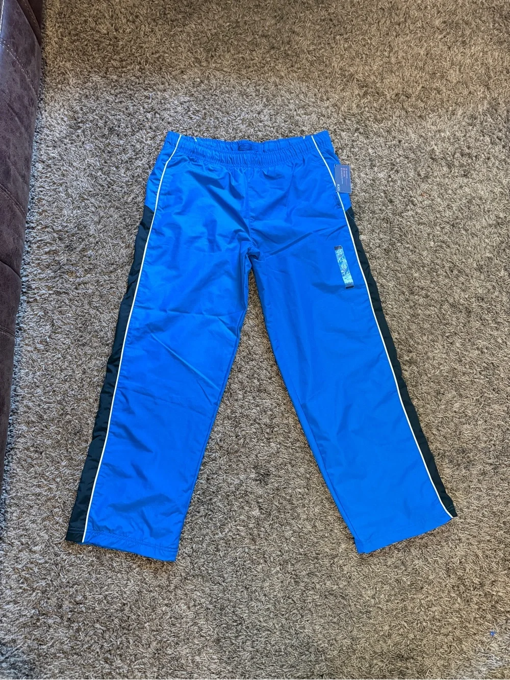 The Children's Place Blue Sweatpants with Black Side Panels and White Piping